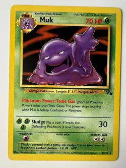 Muk - 28/62 - Non Holo Rare - Fossil Set - Near Mint - Pokemon TCG - Image 1