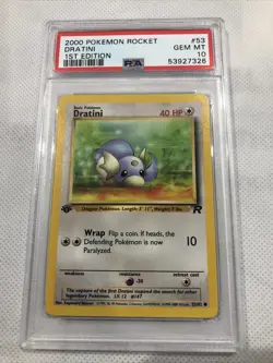 2000 Pokemon team rocket 1st Edition Dratini # 53 PSA 10 Mint - Image 1