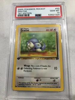 2000 Pokemon team rocket 1st Edition Dratini # 53 PSA 10 Mint - Image 2