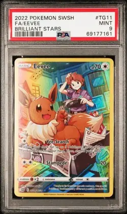 2022 Pokemon Brilliant Stars Full Art Eevee TG11 PSA 9 Mint - Image 1