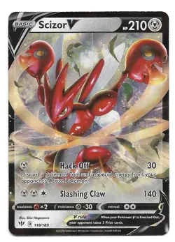 Scizor V 118/189 Swsh03: Darkness Ablaze Holo Ultra Rare Pokemon TCG - NM - Image 1
