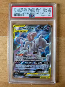 2019 Mewtwo & Mew GX Tag Team Black Star Promo SM191 Pokemon TCG PSA 10 Gem Mint - Image 1
