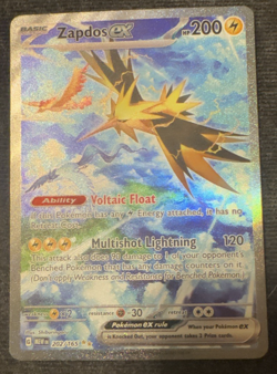 Zapdos ex 202/165 SV Scarlet & Violet 151 Holo Secret Rare Pokemon Card - Image 1