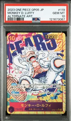 PSA 10 One Piece Card Monkey D. Luffy OP05-119 Alternate Art Japanese - GEM MT- - Image 1