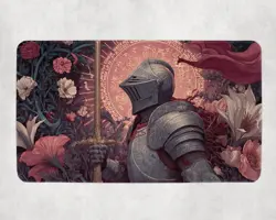 Heroic Human Knight Fantasy Warrior Glowing Sword Magic MTG Playmat - Image 1