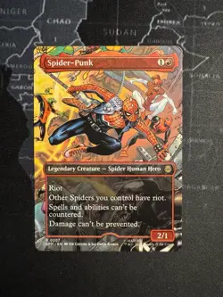 Spider-Punk BORDERLESS SCENE #207 NM/M MTG Spiderman Magic Card - Image 1