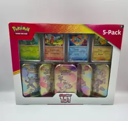 Pokemon 151 Mini Tin Costco 5 Pack Bundle Exclusive meowth variant - Image 1
