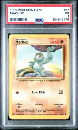 1999 Pokemon TCG Game Machop 052/102 Base Set Regular PSA 1 LOW POP - Image 1