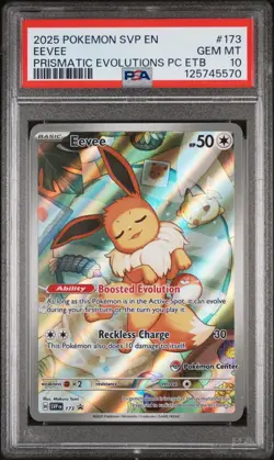 2025 POKEMON CENTER #173 EEVEE PRISMATIC EVOLUTIONS PC ETB PSA 10 - Image 1