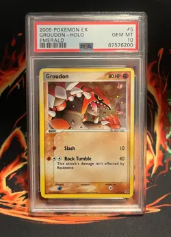 2005 POKEMON EX EMERALD #5 GROUDON-HOLO PSA 10 GEM MINT (POP 30) - Image 1