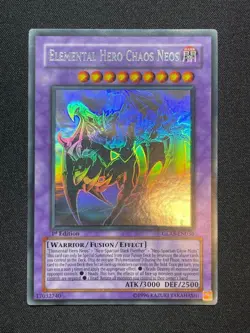 E Hero Chaos Neos GLAS-EN036 1st Edition Ghost Rare Holo YuGiOh Card English - Image 1