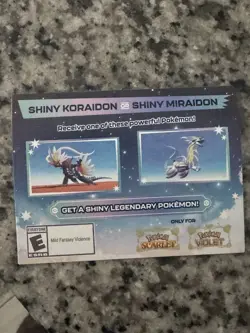 Shiny Koraidon & Miraidon Code Card for Pokemon Violet & Scarlet - Image 1