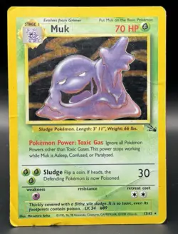 Pokemon TCG Muk Fossil 13/62 Holo Unlimited Holo Rare Vintage WOTC HP - Image 1
