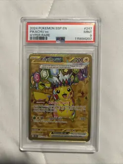 2024 Pokemon SSP Pikachu ex Hyper Rare 247/197 PSA 9 MINT - Image 1