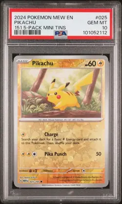 PSA 10 Pikachu COSMOS 151 Holo 025/165 Costco 5 Pack Mini Tins Pokemon 151 - Image 1