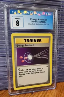 Energy Retrieval - Base Set - 81/102 - Unlimited - Pokemon Card - Graded CGC 8 - Image 1