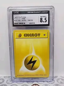 Lightning Energy Shadowless 1st Base Set 1999 Pokemon Card 100 Graded CGC 8 Mint - Image 1