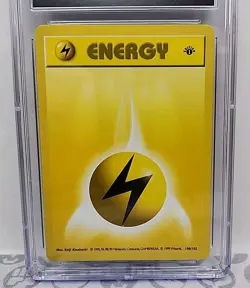 Lightning Energy Shadowless 1st Base Set 1999 Pokemon Card 100 Graded CGC 8 Mint - Image 3