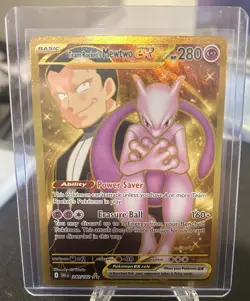 Team Rocket's Mewtwo ex 240/182 Destined Rivals Pokemon Gold Hyper Rare - Image 1