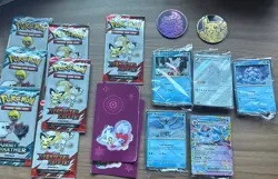 Pokemon Holiday Calendar - Sealed Promos - 7 Fun Packs - Stickers - Game Coins - Image 1