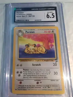 Pokemon TCG Persian 2000 Base Set 2 56/130 CGC 6.5 - Image 1