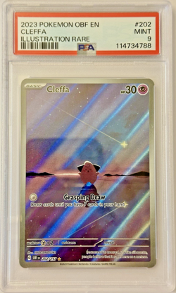PSA 9 OBF EN Cleffa #202 IR - 2023 Pokemon Sv03: Obsidian Flames 202/197 - Image 1
