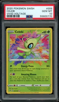 2020 Pokemon Sword & Shield Vivid Voltage Amazing Rare Celebi 009/185 PSA 10 - Image 1