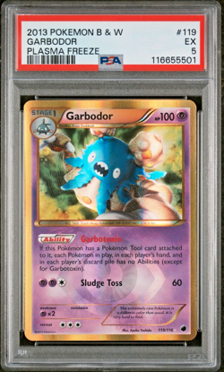 PSA 5 2013 Black & White Plasma Freeze SHINY Garbodor Holo Foil 119/116 Pokemon - Image 1
