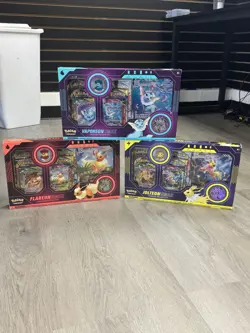Pokemon TCG VMAX Premium Collection Box Vaporeon Flareon Jolteon Set of 3 - Image 1