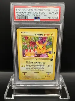 2021 Pokemon Celebrations Birthday Pikachu- Holo Classic Collection #24 PSA 10 - Image 1