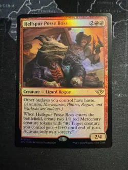 MTG FOIL Hellspur Posse Boss Prerelease Outlaws of Thunder Junction - Promo: - Image 1
