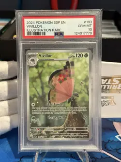 Vivillon 193/191 Sv08: Surging Sparks Illustration Rare PSA 10 Pokemon TCG - Image 1