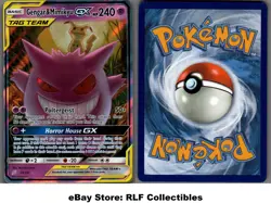 2019 Pokemon, S&M Team Up, #53/181 Gengar & Mimikyu GX, Holo Ultra Rare - Image 1