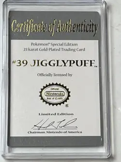 Pokemon Jiggly Puff 23K Gold-Plated Trading Card Burger King 1999 #39 w/Case - Image 4