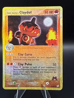 Team Magma’s Claydol 33/95 EX vs Team Aqua Reverse Holo Pokemon Card LP - Image 1