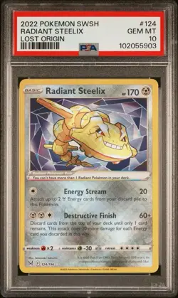 2022 Pokemon Lost Origin #124 Radiant Steelix PSA 10 Card GEM MINT Free Shipping - Image 1