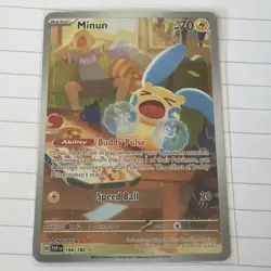 2023 Pokemon Paradox Rift Minun 194/182 Illustration Rare Card - Image 1