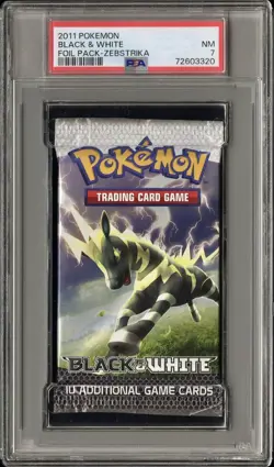 PSA 7 Black And White Base Booster Pack Zebstrika Artwork 2011 Pokemon Card Game - Image 1