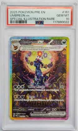 2025 Pokemon Prismatic Evolutions UMBREON EX SIR Card #161 PSA 10 - Image 1