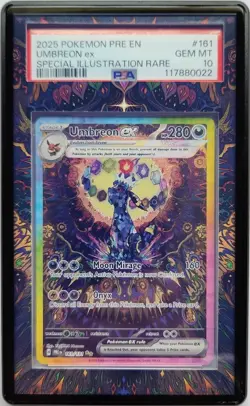 2025 Pokemon Prismatic Evolutions UMBREON EX SIR Card #161 PSA 10 - Image 2