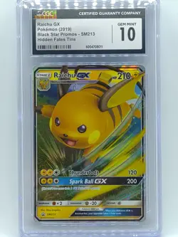 Pokemon 2019 Hidden Fates Raichu GX Black Star Promos SM213 CGC 10 Gem Mint - Image 1