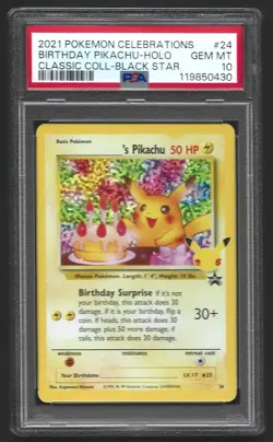 Pokemon Celebrations Birthday Pikachu 24 Classic Holo PSA 10 GEM MINT - Image 1