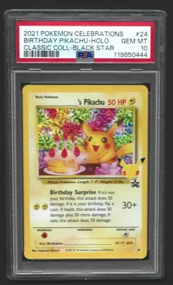 Pokemon Celebrations Birthday Pikachu 24 Classic Holo PSA 10 GEM MINT - Image 1