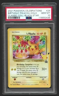 Pokemon Celebrations Birthday Pikachu 24 Classic Holo PSA 10 GEM MINT - Image 1