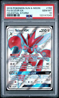 2018 Pokemon Sun & Moon Celestial Storm Scizor GX 158/168 Full Art PSA 10 - Image 1