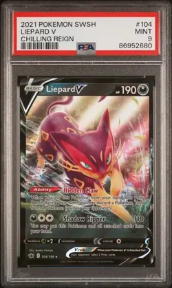 2021 Pokemon Chilling Reign Liepard V EXTENDED ART HOLO RARE PSA 9 Mint #104 - Image 1
