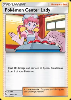 Pokemon Pokemon Center Lady (64/70) Hidden Fates NM REVERSE HOLO - Image 1