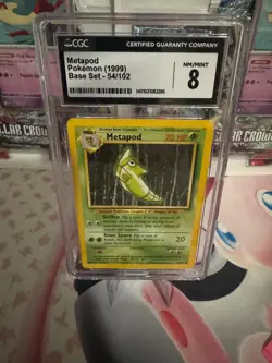 1999 Pokemon Unlimited Base Set Metapod 54/102 CGC 8 NM/Mint - Image 1