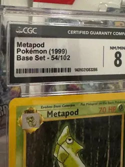 1999 Pokemon Unlimited Base Set Metapod 54/102 CGC 8 NM/Mint - Image 3