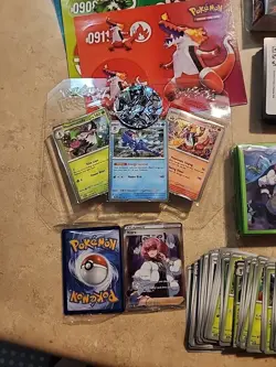 Pokemon Cards Lot - 70+ Bulk Cards Stellar Crown Surging Sparks Plus Accessories - Image 2